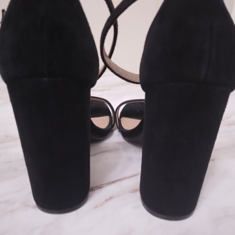 Steve Madden | Carrson Black Suede Block Heel Sandals | Size 9.5 - Picture 10 of 12